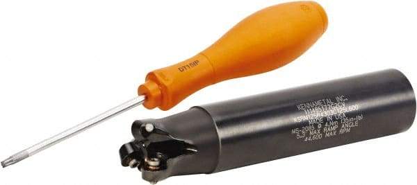 Kennametal - 1-1/4" Cutting Diam, 1-1/4" Shank Diam, 1-1/4" Max Depth of Cut, Straight Shank Indexable Copy End Mill - 3 Inserts, RP.T 43.. Insert, KSRM Toolholder, Through Coolant - Industrial Tool & Supply