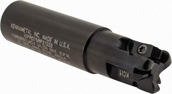 Kennametal - 3/4" Cutting Diam, 3/4" Shank Diam, 3/4" Max Depth of Cut, Straight Shank Indexable Copy End Mill - 3 Inserts, RP.. 2150.. Insert, KIPR Toolholder, Through Coolant - Industrial Tool & Supply