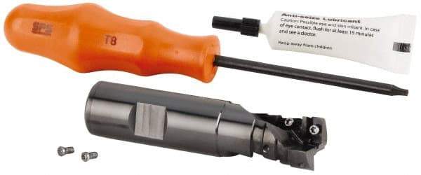 Kennametal - 17mm Cut Diam, 19mm Max Depth of Cut, 16mm Shank Diam, 120mm OAL, Indexable Square Shoulder Helical End Mill - GOMT 08T2.., JOMT 08T2.. Inserts, Cylindrical Shank, 0° Lead Angle, Series KDMR - Industrial Tool & Supply