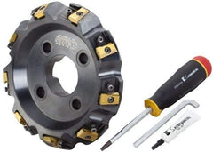 APT - Arbor Hole Connection, 0.485" Cutting Width, 1-7/8" Depth of Cut, 6" Cutter Diam, 1-1/2" Hole Diam, 12 Tooth Indexable Slotting Cutter - SM61 Toolholder, CTA 4 Insert, Neutral Cutting Direction - Industrial Tool & Supply
