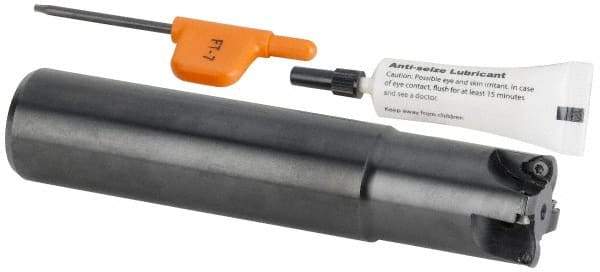 Kennametal - 25mm Cut Diam, 0.04" Max Depth, M12 Modular Connection Indexable High-Feed Helical End Mill - Screw Holding Method, WP..0302.. Insert, Through Coolant - Industrial Tool & Supply