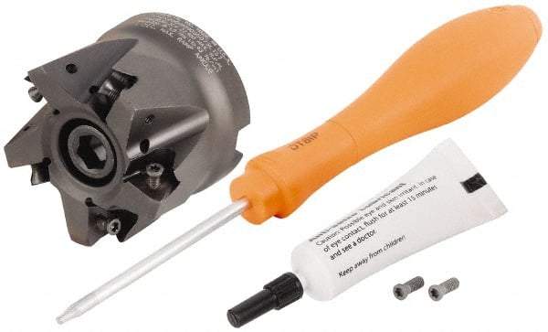 Kennametal - 5 Inserts, 2.0473" Cutter Diam, 0.059" Max Depth of Cut, Indexable High-Feed Face Mill - 0.867" Arbor Hole Diam, 1.969" High, KF2X Toolholder, WOEJ 0905.. Inserts, Series KenFeed 2X - Industrial Tool & Supply