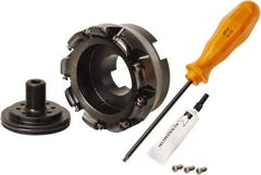 Kennametal - 100mm Cut Diam, 3mm Max Depth, 32mm Arbor Hole, 9 Inserts, RN.J 1204... Insert Style, Indexable Copy Face Mill - KDR Cutter Style, 22,150 Max RPM, 50mm High, Through Coolant, Series Rodeka - Industrial Tool & Supply