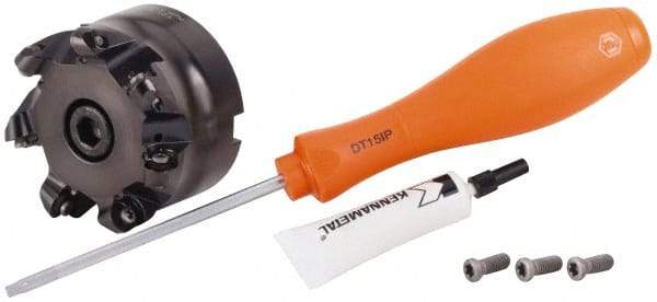 Kennametal - 76.2mm Cut Diam, 6.35mm Max Depth, 1" Arbor Hole, 7 Inserts, RP.T 43.. Insert Style, Indexable Copy Face Mill - KSRM Cutter Style, 24,400 Max RPM, 50mm High, Series KSRM - Industrial Tool & Supply