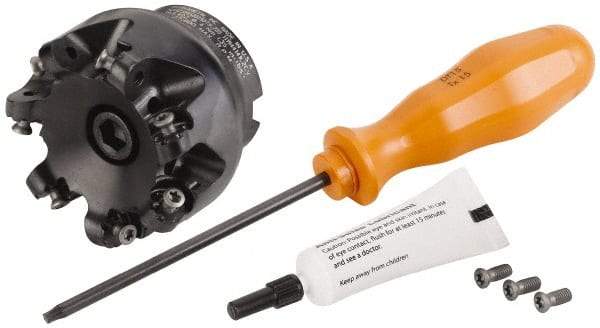 Kennametal - 63mm Cut Diam, 3mm Max Depth, 22mm Arbor Hole, 7 Inserts, RN.J 1204... Insert Style, Indexable Copy Face Mill - KDR Cutter Style, 27,910 Max RPM, 50mm High, Through Coolant, Series Rodeka - Industrial Tool & Supply