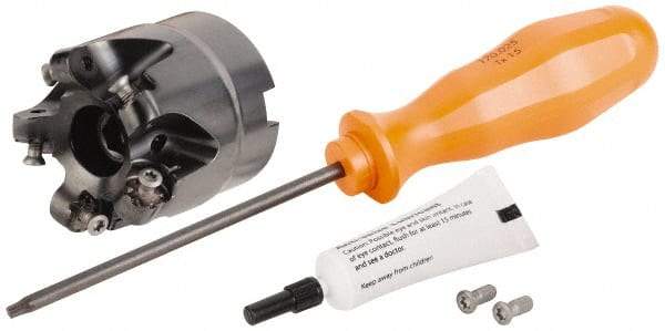 Kennametal - 63mm Cut Diam, 3mm Max Depth, 22mm Arbor Hole, 5 Inserts, RN.J 1204... Insert Style, Indexable Copy Face Mill - KDR Cutter Style, 27,910 Max RPM, 50mm High, Through Coolant, Series Rodeka - Industrial Tool & Supply