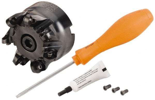 Kennametal - 76.2mm Cut Diam, 8mm Max Depth, 1" Arbor Hole, 7 Inserts, RP.T 1605... Insert Style, Indexable Copy Face Mill - BMD300 Cutter Style, 19,800 Max RPM, 2 High, Through Coolant, Series KSRM - Industrial Tool & Supply