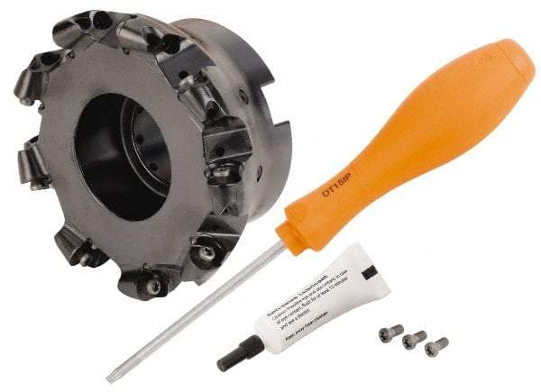 Kennametal - 101.6mm Cut Diam, 6mm Max Depth, 1-1/4" Arbor Hole, 9 Inserts, RP.T 1204... Insert Style, Indexable Copy Face Mill - BMD400 Cutter Style, 23,800 Max RPM, 2 High, Through Coolant, Series KSRM - Industrial Tool & Supply