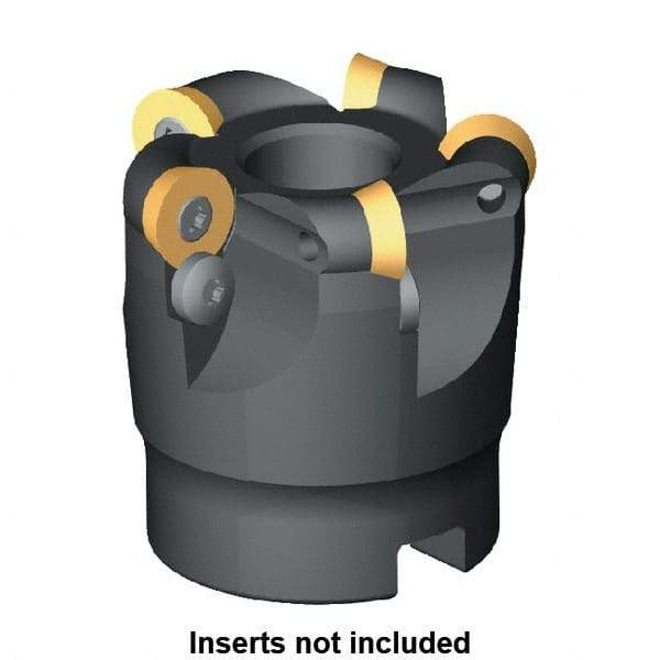 Kennametal - 40mm Cut Diam, 6mm Max Depth, 16mm Arbor Hole, 4 Inserts, RD.X 12T3... Insert Style, Indexable Copy Face Mill - 45mm High, Series KDM - Industrial Tool & Supply