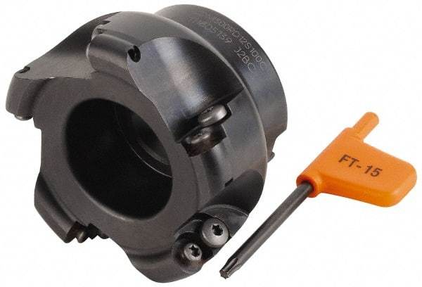 Kennametal - 80mm Cut Diam, 6mm Max Depth, 27mm Arbor Hole, 7 Inserts, RD.X 12T3... Insert Style, Indexable Copy Face Mill - 50mm High, Series KDM - Industrial Tool & Supply