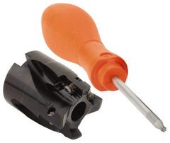 Kennametal - 4 Inserts, 1-1/4" Cut Diam, 1/2" Arbor Diam, 14.48mm Max Depth of Cut, Indexable Square-Shoulder Face Mill - 0/90° Lead Angle, 40mm High, E.. 14.. Insert Compatibility, Through Coolant, Series Mill 1-14 - Industrial Tool & Supply