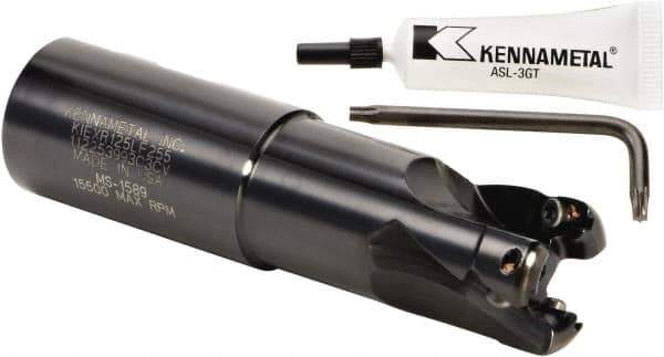 Kennametal - 1-1/4" Cut Diam, 0.404" Max Depth of Cut, 1-1/4" Shank Diam, 122.94mm OAL, Indexable Square Shoulder End Mill - LF.W 2.52.R Inserts, Weldon Shank, 0° Lead Angle, Series RPF - Industrial Tool & Supply