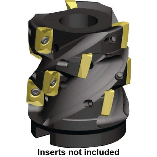 Kennametal - 25 Inserts, 50mm Cut Diam, 22mm Arbor Diam, 44.33mm Max Depth of Cut, Indexable Square-Shoulder Face Mill - 0/90° Lead Angle, 60mm High, ED.T 10T3.. Insert Compatibility, Through Coolant, Series Mill 1-10 - Industrial Tool & Supply