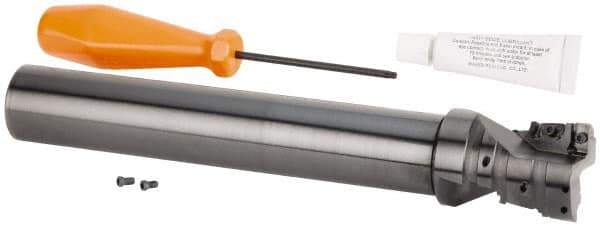 Kennametal - 40mm Cut Diam, 42mm Max Depth of Cut, 32mm Shank Diam, 240mm OAL, Indexable Square Shoulder Helical End Mill - GOMT 13T3.., JOMT 13T3.. Inserts, Cylindrical Shank, 0° Lead Angle, Series KDMR - Industrial Tool & Supply