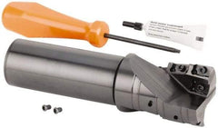 Kennametal - 40mm Cut Diam, 42mm Max Depth of Cut, 32mm Shank Diam, 160mm OAL, Indexable Square Shoulder Helical End Mill - GOMT 13T3.., JOMT 13T3.. Inserts, Cylindrical Shank, 0° Lead Angle, Series KDMR - Industrial Tool & Supply
