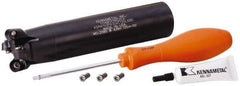 Kennametal - 1-1/2" Cutting Diam, 1-1/4" Shank Diam, 1-1/2" Max Depth of Cut, Straight Shank Indexable Copy End Mill - 4 Inserts, RP.T 43.. Insert, KSRM Toolholder, Through Coolant - Industrial Tool & Supply
