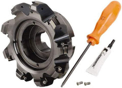 Kennametal - 9 Inserts, 5" Cutter Diam, 0.087" Max Depth of Cut, Indexable High-Feed Face Mill - 1-1/2" Arbor Hole Diam, 2.4" High, KSHR Toolholder, HNGJ 0905.. Inserts, Series Dodeka High-Feed - Industrial Tool & Supply