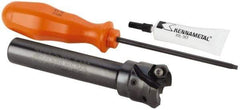 Kennametal - 45° Lead Angle, 33.58mm Max Cut Diam, 1" Min Cut Diam, 3.23mm Max Depth of Cut, Indexable Chamfer and Angle End Mill - 2 Inserts, HNGJ 0604ANENLD Insert Style, 121.92mm Overall Length, Through Coolant, Straight Shank - Industrial Tool & Supply