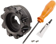 Kennametal - 4" Cut Diam, 1-1/2" Arbor Hole, 3.23mm Max Depth of Cut, 45° Indexable Chamfer & Angle Face Mill - 9 Inserts, HNGJ 0604... Insert, Right Hand Cut, 9 Flutes, Through Coolant, Series Dodeka Mini - Industrial Tool & Supply