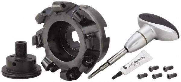 Kennametal - 127mm Cut Diam, 9.53mm Max Depth, 1-1/2" Arbor Hole, 8 Inserts, RCGX 64.. Insert Style, Indexable Copy Face Mill - KSRM Cutter Style, 10,900 Max RPM, 2-1/2 High, Through Coolant, Series Beyond Blast KSRM - Industrial Tool & Supply