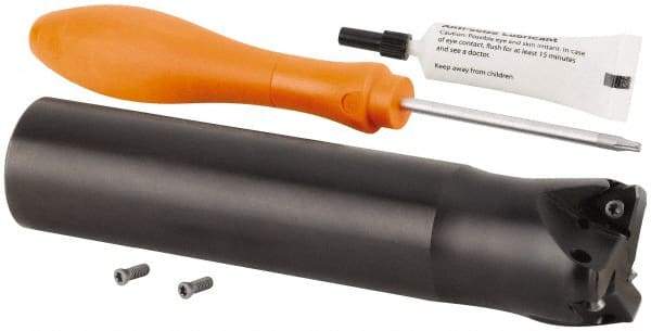 Kennametal - 1-1/2" Cut Diam, 0.059" Max Depth, 1-1/4" Shank Diam, Cylindrical Shank Indexable High-Feed Helical End Mill - Screw Holding Method, WOEJ090512.. Insert, KF2X Toolholder, Through Coolant - Industrial Tool & Supply