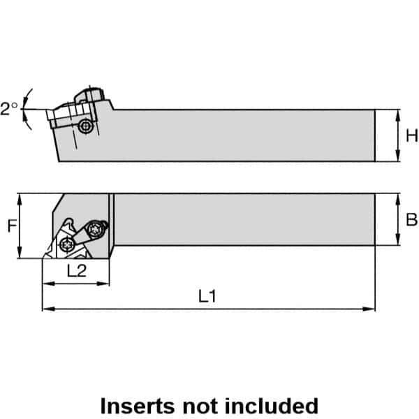 Kennametal - External Thread, Right Hand Cut, 32mm Shank Width x 32mm Shank Height Indexable Threading Toolholder - 170mm OAL, LT 22ER Insert Compatibility, LSS Toolholder, Series LT Threading - Industrial Tool & Supply
