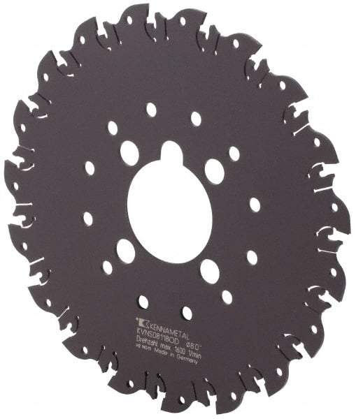 Kennametal - Arbor Hole Connection, 1/8" Cutting Width, 2-1/4" Depth of Cut, 8" Cutter Diam, 2" Hole Diam, 19 Tooth Indexable Slotting Cutter - KVNS Toolholder, OD 3118.. Insert - Industrial Tool & Supply