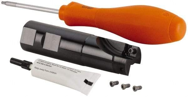 Kennametal - 32mm Cut Diam, 6.57mm Max Depth of Cut, 32mm Shank Diam, 100mm OAL, Indexable Square Shoulder End Mill - SP.T 10T3.. Inserts, Weldon Shank, 0° Lead Angle, Through Coolant, Series KSSM 90 - Industrial Tool & Supply