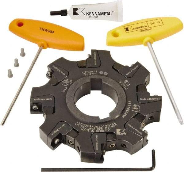 Kennametal - Arbor Hole Connection, 0.461" Cutting Width, 1.3386" Depth of Cut, 125mm Cutter Diam, 1.5748" Hole Diam, 8 Tooth Indexable Slotting Cutter - KSSM Toolholder, SD.T 1204.. Insert, Right Hand Cutting Direction - Industrial Tool & Supply