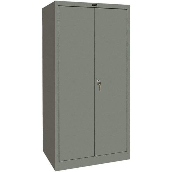 Hallowell - 4 Shelf Locking Storage Cabinet - Steel, 36" Wide x 24" Deep x 72" High, Gray - Industrial Tool & Supply