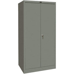 Hallowell - 4 Shelf Locking Storage Cabinet - Steel, 48" Wide x 24" Deep x 72" High, Gray - Industrial Tool & Supply