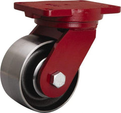 Hamilton - 6" Diam x 3" Wide x 8-1/2" OAH Top Plate Mount Swivel Caster - Forged Steel, 4,000 Lb Capacity, Tapered Roller Bearing, 6-1/8 x 7-1/2" Plate - Industrial Tool & Supply