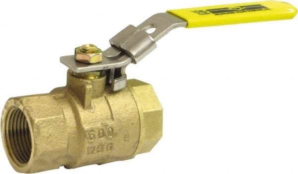 Milwaukee Valve - 1" Pipe, Large Port, Bronze Standard Ball Valve - 2 Piece, Threaded (NPT) Ends, Locking Lever Handle, 125 WOG, 150 WSP - Industrial Tool & Supply