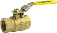 Milwaukee Valve - 1/2" Pipe, Full Port, Bronze Standard Ball Valve - 2 Piece, Threaded (NPT) Ends, Locking Lever Handle, 125 WOG, 150 WSP - Industrial Tool & Supply