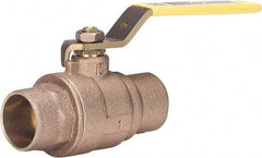 Milwaukee Valve - 1/2" Pipe, Full Port, Bronze Full Port Ball Valve - 2 Piece, Solder Ends, Lever Handle, 600 WOG, 150 WSP - Industrial Tool & Supply