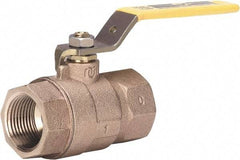 Milwaukee Valve - 1" Pipe, Large Port, Bronze Standard Ball Valve - 2 Piece, Threaded (NPT) Ends, Lever Handle, 600 WOG, 150 WSP - Industrial Tool & Supply