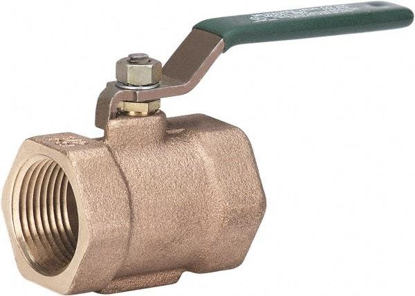 Milwaukee Valve - 1" Pipe, Full Port, Bronze Full Port Ball Valve - Bi-Directional, Threaded (NPT) Ends, Lever Handle, 175 WOG - Industrial Tool & Supply
