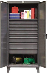 Strong Hold - 1 Shelf 8 Bin Locking Storage Cabinet - Steel, 36" Wide x 24" Deep x 78" High, Dark Gray - Industrial Tool & Supply