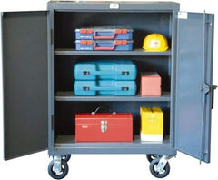 Strong Hold - 2 Shelf Mobile Storage Cabinet - Steel, 36" Wide x 20" Deep x 50" High, Dark Gray - Industrial Tool & Supply