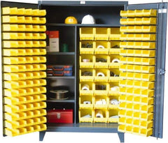 Strong Hold - 1 Shelf 165 Bin Storage Cabinet - Steel, 48" Wide x 24" Deep x 78" High, Dark Gray - Industrial Tool & Supply