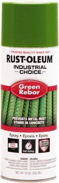 Rust-Oleum - Green Rebar, Gloss, Rebar Coating Spray Paint - 8 Sq Ft per Can, 12 oz Container - Industrial Tool & Supply