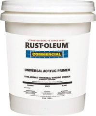 Rust-Oleum - 5 Gal White Water-Based Acrylic Enamel Primer - 350 to 450 Sq Ft Coverage, <100 gL Content, Quick Drying, Interior/Exterior - Industrial Tool & Supply