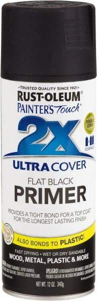 Rust-Oleum - 12 oz Black Aerosol Primer - 10 to 12 Sq Ft Coverage, Interior/Exterior - Industrial Tool & Supply