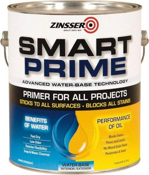 Rust-Oleum - 1 Gal White Water-Based Acrylic Enamel Primer - 400 Sq Ft Coverage, 13 gL Content, Quick Drying, Interior/Exterior - Industrial Tool & Supply