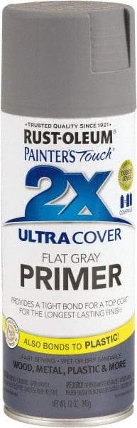 Rust-Oleum - 12 oz Gray Aerosol Primer - 10 to 12 Sq Ft Coverage, Interior/Exterior - Industrial Tool & Supply