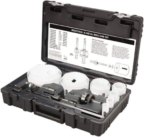 Disston - 20 Piece, 3/4" to 4-1/2" Saw Diam, Industrial Hole Saw Kit - Bi-Metal, Toothed Edge, Pilot Drill Model No. E0102457, Includes 15 Hole Saws - Industrial Tool & Supply