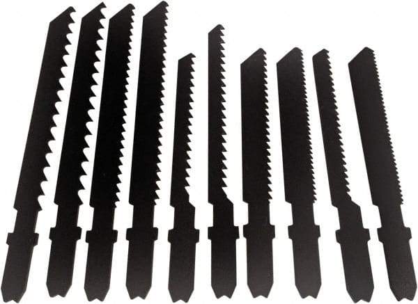 Disston - 7 Piece, 3" to 3-1/2" Long, 6 to 24 Teeth per Inch, Bi-Metal Jig Saw Blade Set - Toothed Edge, U-Shank - Industrial Tool & Supply