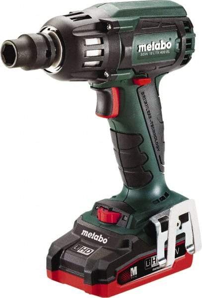 Metabo - 1/2" Drive 18 Volt Pistol Grip Cordless Impact Wrench & Ratchet - 2,150 RPM, 0 to 4,250 BPM, 295 Ft/Lb Torque, 2 Lithium-Ion Batteries Included - Industrial Tool & Supply