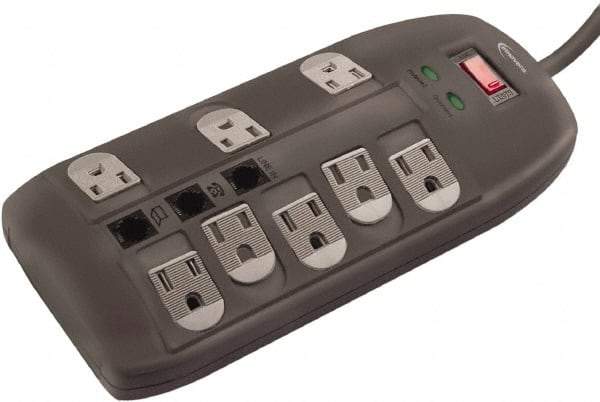 innovera - 8 Outlets, 120 Volts, 15 Amps, 6' Cord, Surge Power Outlet Strip - Floor Mount, 5-15R NEMA Configuration - Industrial Tool & Supply
