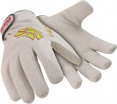 HexArmor - Size XL (10), ANSI Cut Lvl A8, Puncture Lvl 4, Goatskin Leather Cut & Puncture Resistant Gloves - 9.5" Long, SuperFabric Lining, Hook & Loop Cuff, White/Hi-Vis Yellow, Paired - Industrial Tool & Supply